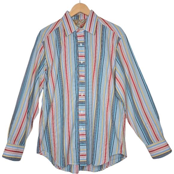 Robert Graham Striped Paisley Multi Color Button Down Shirt Size L - Picture 1 of 11